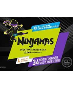 Pampers Ninjamas Nighttime Bedwetting Underwear Boys Size L (64-125 lbs) 34 Count (Packaging & Prints May Vary) Rated 5.00 out of 5