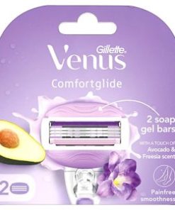 Gillette Venus Comfortglide Hair Removal Razor Blades/Refills/Cartridges | 2 Pcs | for Women | (Avocado Oils & Freesia scent soap gel bars)
