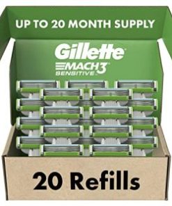 Gillette Mach3 Sensitive Mens Razor Blade Refills, 20 Count, Designed for Sensitive Skin