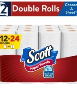 Scott Choose-A-Sheet Paper Towels, White, 12 Double Rolls