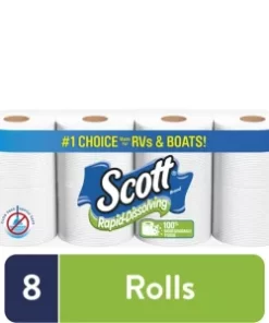 Scott Rapid-Dissolving Toilet Paper, 8 Regular Rolls