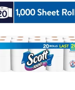 Scott 1,000 Toilet Paper, 20 Rolls, 1,000 Sheets per Roll