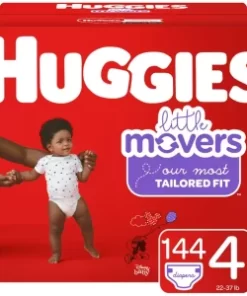 Huggies Little Movers Baby Diapers, Size 4, 144 Ct, One Month Supply