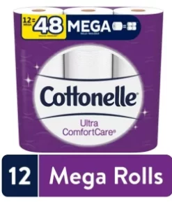 Cottonelle Ultra ComfortCare Soft Toilet Paper, 12 Mega Rolls