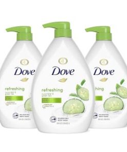 Dove Refreshing Body Wash with Pump Revitalizes and Refreshes Skin Cucumber and Green Tea Effectively Washes Away Bacteria While Nourishing Your Skin 34 oz 3 Count