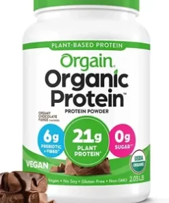 Orgain Organic Vegan Protein Powder, Creamy Chocolate Fudge – 21g of Plant Based Protein