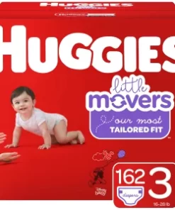 Huggies Little Movers Baby Diapers, Size 3, 162 Ct, One Month Supply