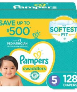 Pampers Swaddlers Diapers, Size 5 (27+ Pounds), 128 Count
