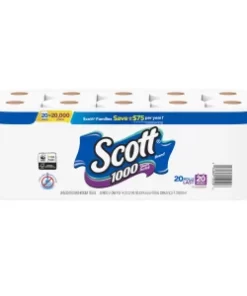 Scott 1000 Toilet Paper, 20 Rolls, 20,000 Sheets